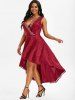 Lace Sequined Plunging Surplice Dress -  
