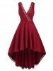 Lace Sequined Plunging Surplice Dress -  