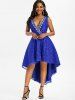 Lace Sequined Plunging Surplice Dress -  