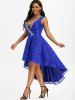Lace Sequined Plunging Surplice Dress -  