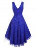 Lace Sequined Plunging Surplice Dress -  