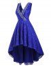 Lace Sequined Plunging Surplice Dress -  
