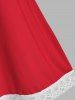 Robe de Nuit Panneau en Dentelle Boutonnée - Rouge 1X