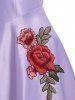 Robe de Soirée Trapèze à Fleurs Appliques - Pourpre  2XL