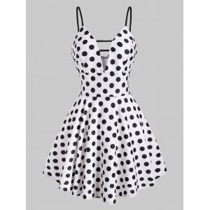 

Polka Dot Ladder Cut Plunge Front Mini Dress, White