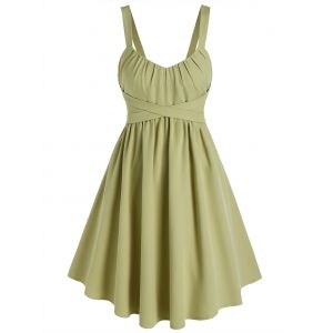 

Crisscross Ruched Knee Length Dress, Light green