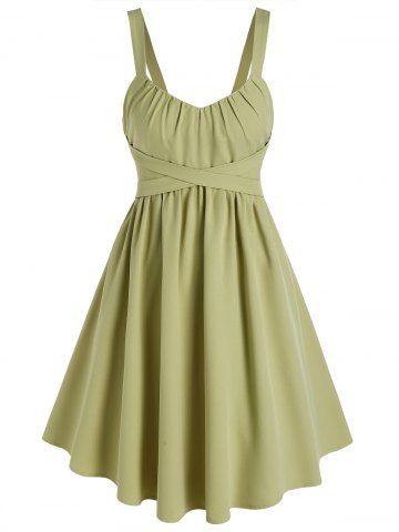 Vestido de longitud de la rodilla criscross - LIGHT GREEN - XXL