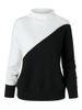 Plus Size Two Tone Bicolor Mock Neck Drop Shoulder Sweater -  