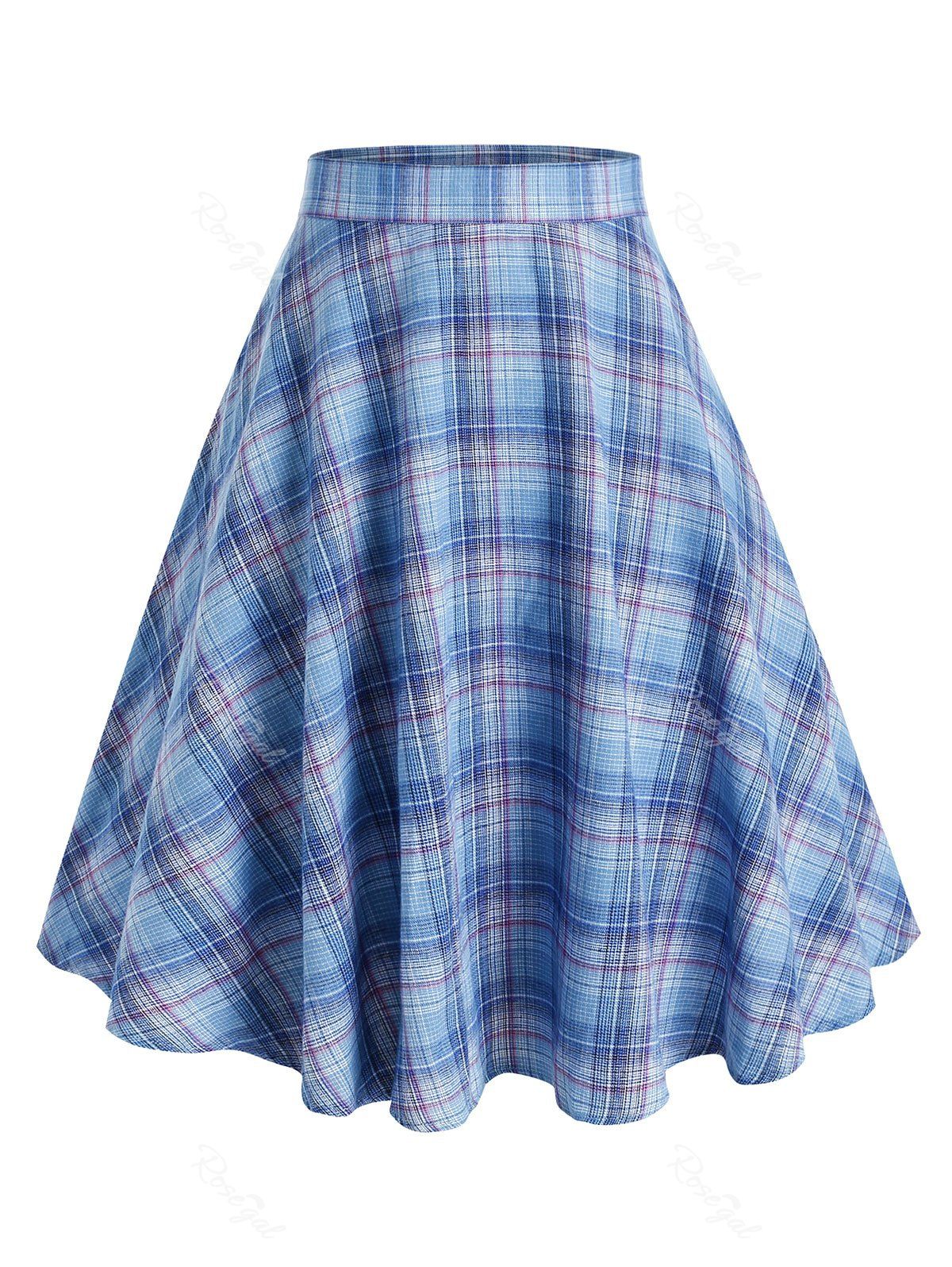 Trendy Plus Size Plaid A Line Skirt  
