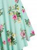 Front Tie Floral Print Knee Length Dress -  
