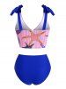 Marine Striped Tie Shoulder High Rise Tankini Swimwear -  