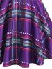 Plaid Plunge Front Ladder Cut Mini Dress -  