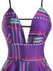 Plaid Plunge Front Ladder Cut Mini Dress -  