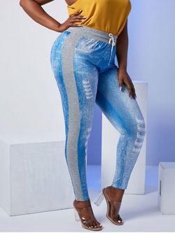 Pantalón 3D del panel Combo de Marl Pantalones delgados - BLUE - 5X