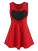 Plus Size Valentine Heart Lace Panel Cutout Tank Top -  