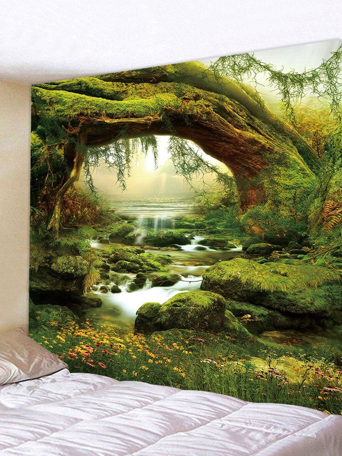 

Tree Brook 3D Print Wall Tapestry, Fern green