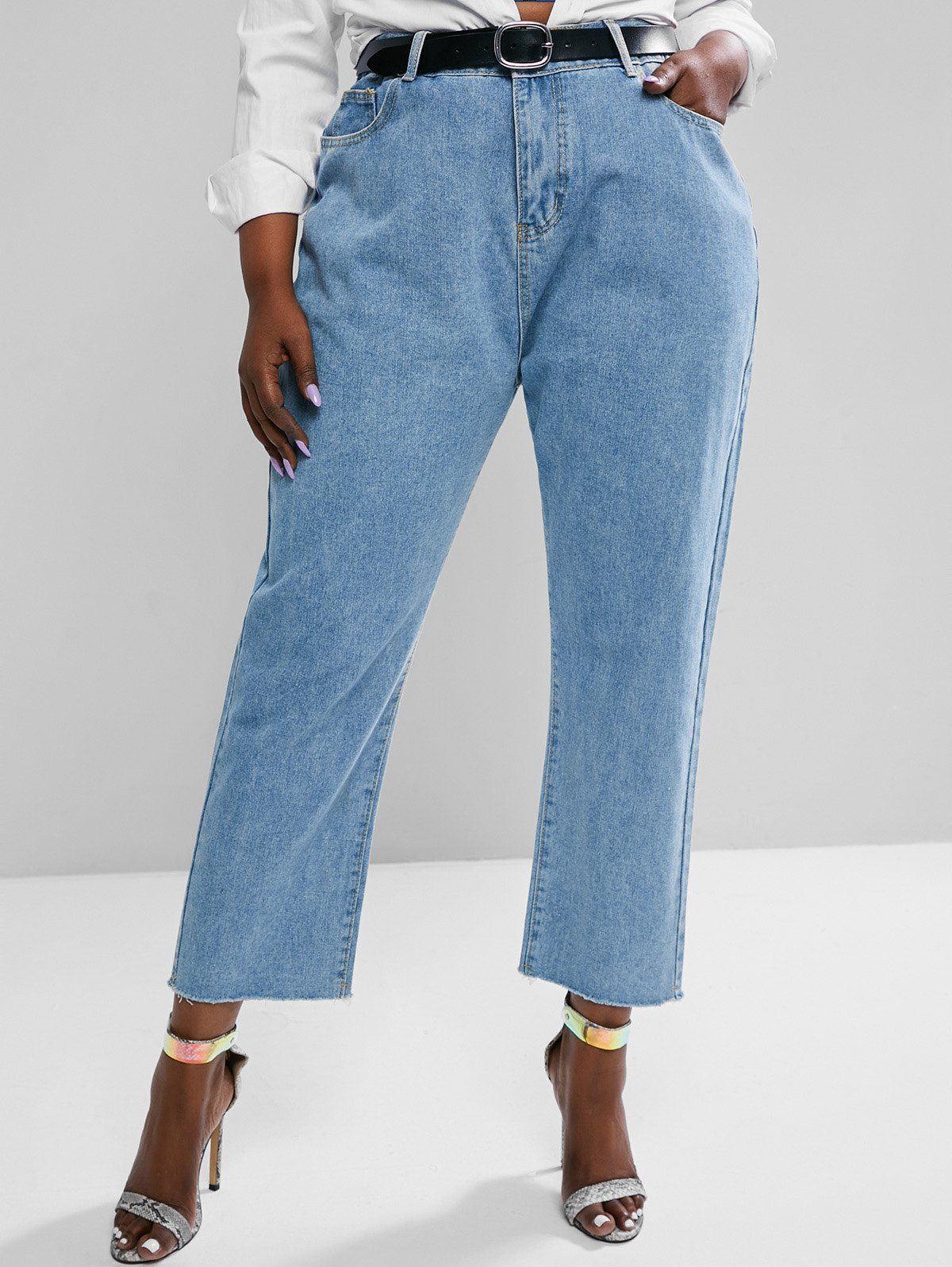 high waisted grey mom jeans