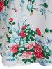 Cold Shoulder Flower Print Flounce T-shirt -  