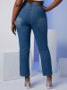 Ladder Distressed Mid Rise Plus Size Skinny Jeans -  