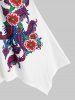Plus Size Handkerchief Floral Print Lace Up Tee -  