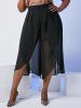 Pantalon Culotte à Jambes Larges en Mousseline de Grande Taille - Noir 4X