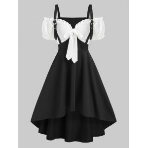 

Cold Shoulder High Low Twofer Dress, Black