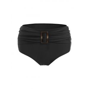 

Ruched Rectangle Buckle Swim Briefs, Black