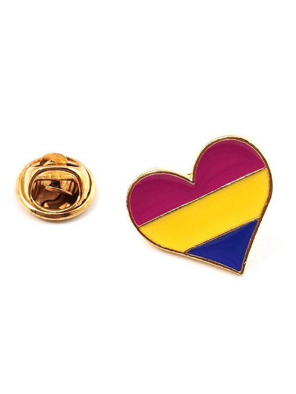 

Heart Shaped Rainbow Color Brooch, Multi-c