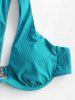 Ribbed One Shoulder Underwire Thong Bikini Swimwear -  