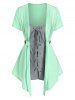 2 In 1 Lace Up Colorblock Top -  
