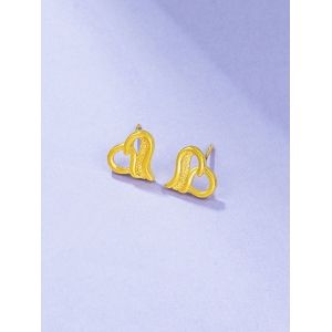 

Designed Heart Shape Hollow Out Stud Earrings, Golden