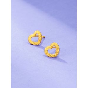 

Gold Plated Heart Shape Stud Earrings, Golden