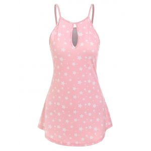 

Keyhole Stars Printed Tank Top, Light pink