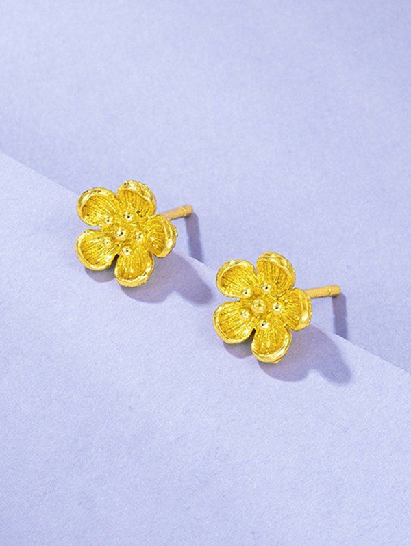 

Retro Flower Shape Gold Plated Stud Earrings, Golden