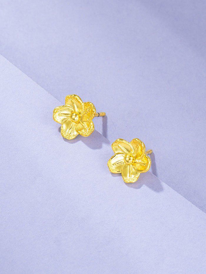 

Carved Floral Gold Plated Stud Earrings, Golden