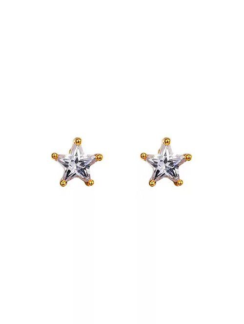 

Pentagram Shape Zircon Inlay Stud Earrings, Golden