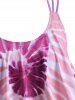 Plus Size Tie Dye Cross Straps High Waisted Tummy Control Tankini Swimwear -  