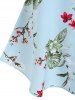 Cold Shoulder Floral Print Curved Top -  