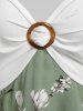 O Ring Floral Print High Low Midi Dress -  