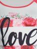 T-Shirt à Manches Raglan à Imprimé Roses et Inscription Love Grande-Taille - Rose clair L