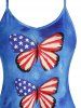 Plus Size American Flag Print Butterfly Cutout Tank Top -  