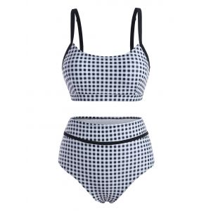 

Gingham High Rise Tank Bikini Swimwear, Black