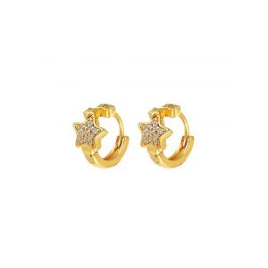 

Rhinestone Inlaid Star Embellished Pierced Earrings, Golden