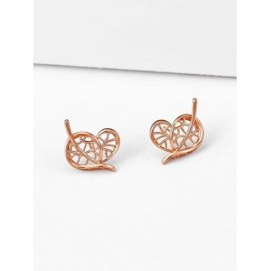 

Hollow Heart Leaf Shape Stud Earrings, Rose gold