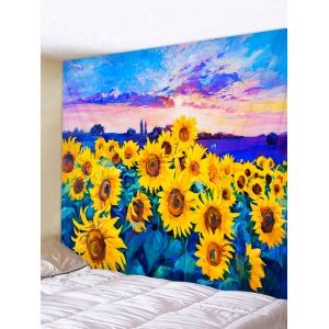 

Oil Painting Sunflower Pattern Wall Tapestry, Bright yellow