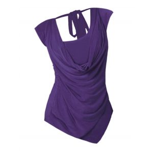 

Plus Size Cowl Front Draped Ruched Tied Back Tee, Concord