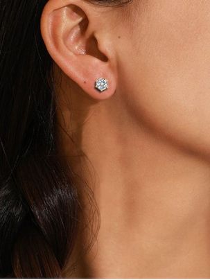 Zircon Inlaid Gold Plated Stud Earrings