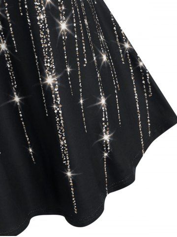 Plus Size Sparkling Fringe Printed Lace Tunic Top