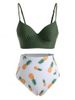 Pineapple Print Moulded Mix and Match Bikini Swimwear -  