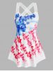 Plus Size Watercolor Flower Crochet Cross Back Tunic Tank Top -  